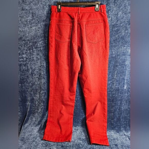 St. John Red Pants Casual Trousers Women 10 Gold Hardware - Picture 8 of 8